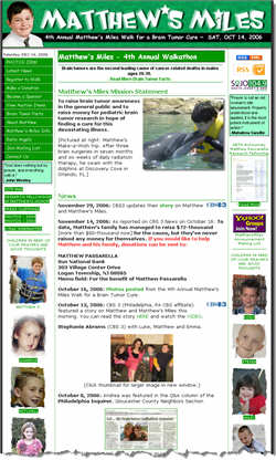Matthew's Miles - Cropped Screenshot of New Site Design for 2006